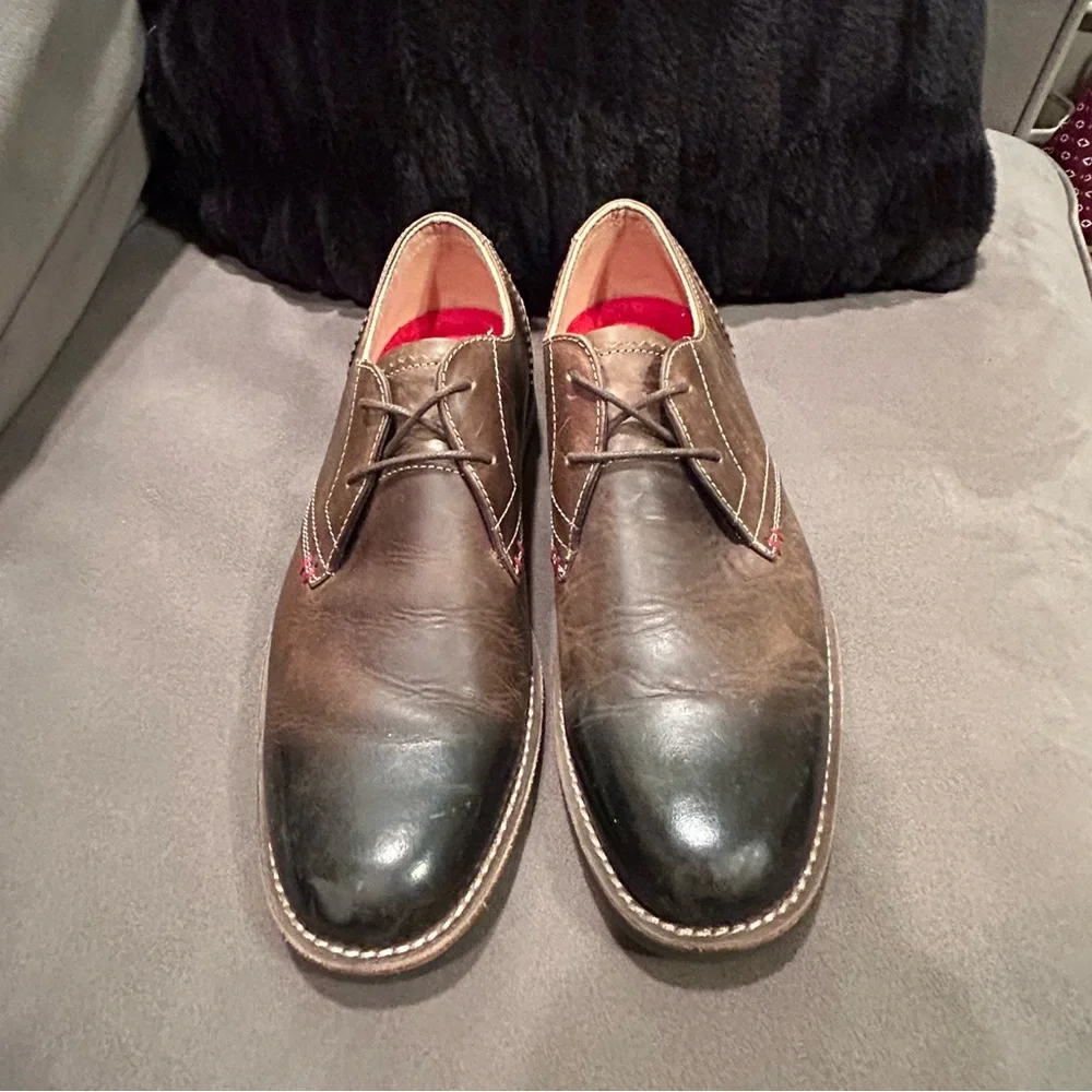 Original Penguin Mens Wade OP100197 Brown Leather Oxford Dress Shoes Size 9.5